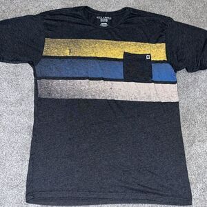 Retro stripe recycled material Billabong Surfer surf beach pocket Tee T shirt